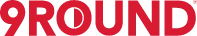 Red 9Round logo with bold, capital letters on a transparent background.